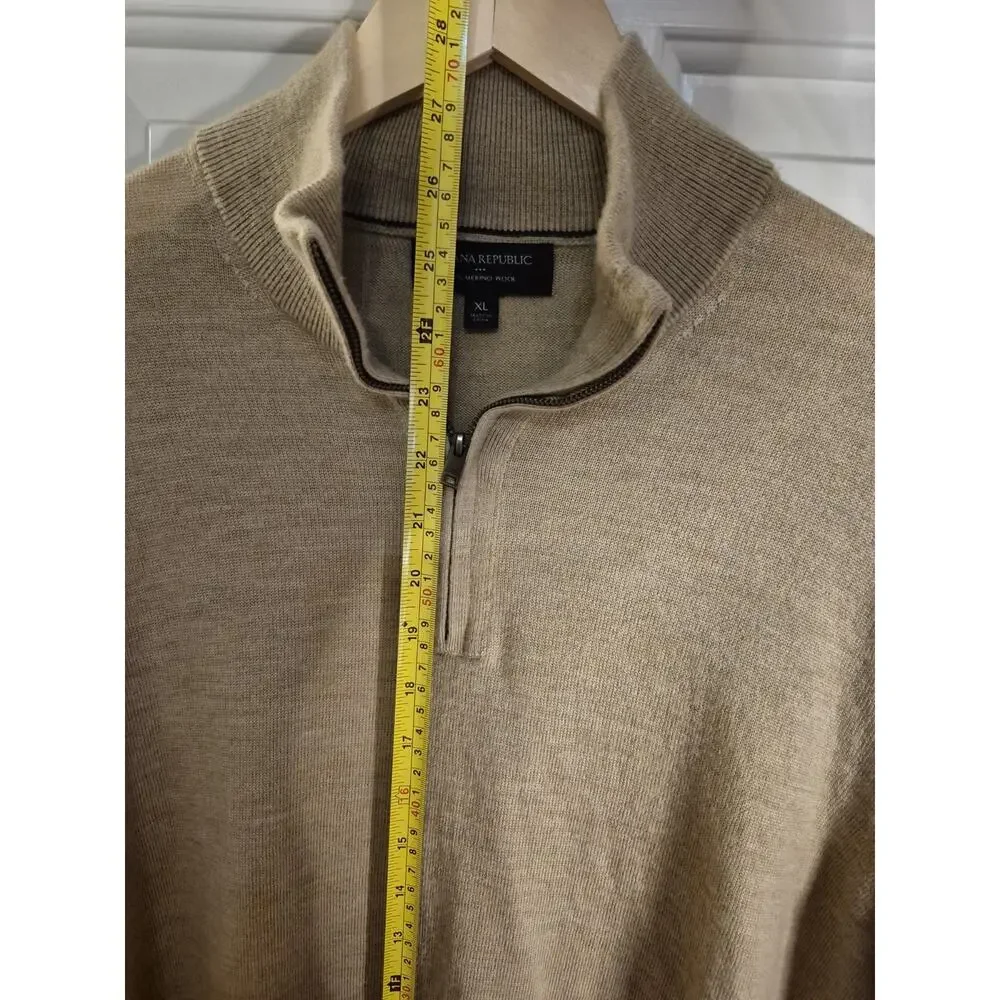 Banana Republic Men’s Merino Wool Quarter Zip Sweater Long Sleeve Size XL